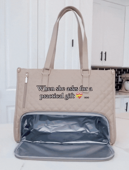 Lunch Tote Bag for Women – 15.6" Laptop Work Bag with Insulated Lunch Compartment, Quilted Handbag for Office, Travel & Daily Use