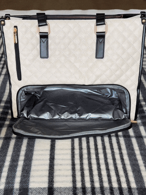 Lunch Tote Bag for Women – 15.6" Laptop Work Bag with Insulated Lunch Compartment, Quilted Handbag for Office, Travel & Daily Use