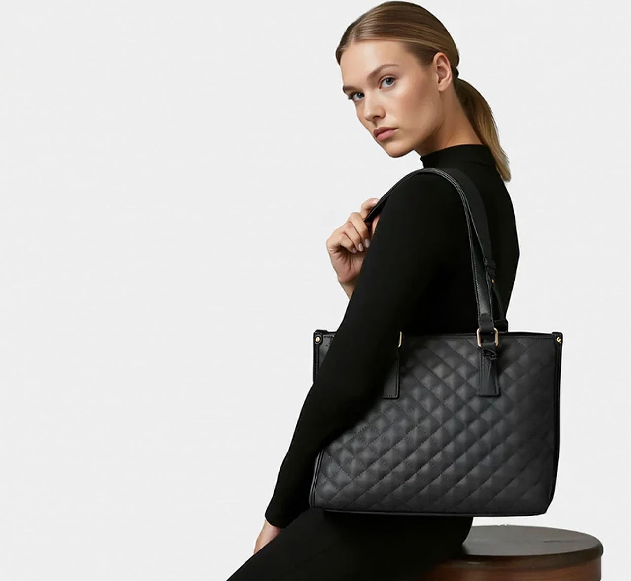 Lunch Tote Bag for Women – 15.6" Laptop Work Bag with Insulated Lunch Compartment, Quilted Handbag for Office, Travel & Daily Use